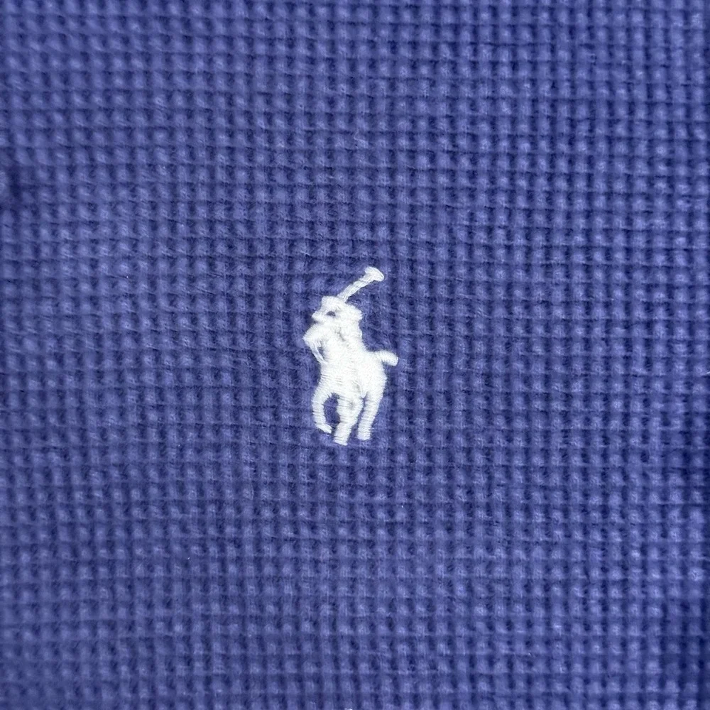 Polo Ralph Lauren Blue Waffle Knit Thermal Pullover Hoodie Size Youth Large